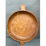 A wooden dough bowl (Dia 54cm handle to handle)