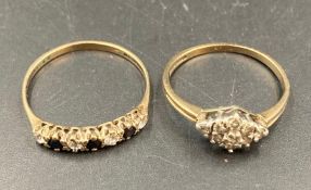 Two 9ct gold rings (Approximate Total Weight 2.8g) Size N and Q