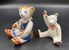 Two boxed Royal Crown Derby paperweights, Schoolgirl Teddy and a Teddy bear, one with a gold