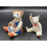 Two boxed Royal Crown Derby paperweights, Schoolgirl Teddy and a Teddy bear, one with a gold