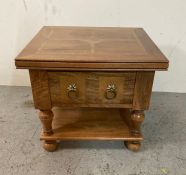 A light oak single drawer side table