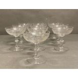 A set of ten Victorian etched champagne coups