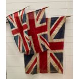 Three vintage Union Jack flags