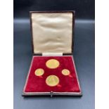 A cased Victorian gold sovereign specimen set, comprising an 1887 five pound coin, an 1887 two pound