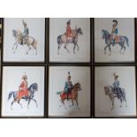 A suite of six prints after Wolfgang Tritt, depicting European and English Hussars, framed and