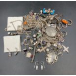 A large selection of silver jewellery