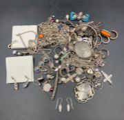 A large selection of silver jewellery