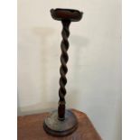 A mahogany free standing ash tray on barley twist column (H47cm)