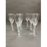 A set of nine Faberge kissing doves champagne flutes/glasses