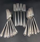 A selection of sixteen silver hallmarked forks, matching armorial, Georgian (Approximate Total