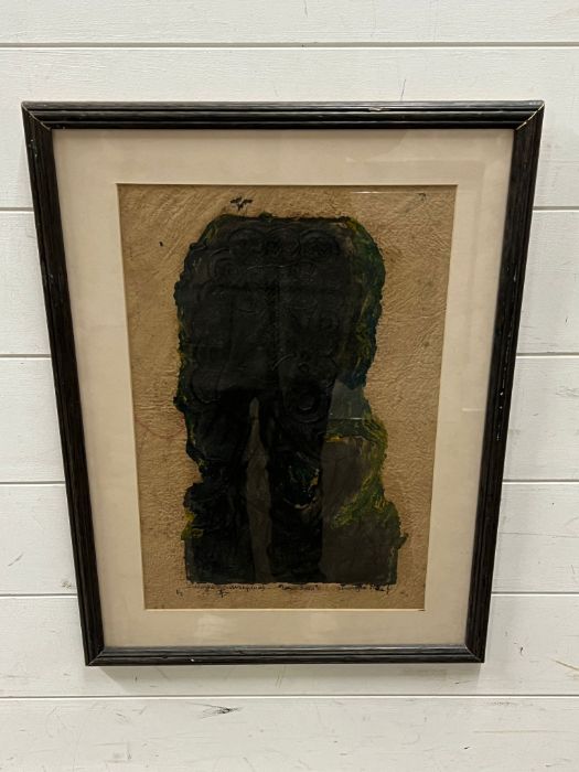 A block print "Long Juju" 1 of 3 signed lower left (40cm x 27cm)