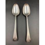 Pair of silver spoons, hallmarked for London 1784, makers mark RC (Approximate Total Weight 120g)