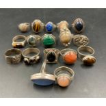 A selection of silver fashion rings, various stones and settings