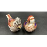 Two boxed Royal Crown Derby paperweights, Duckling and a bird, both with gold stoppers