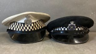 Two Uk police caps, metropolitan police, Thames Valley Police