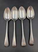 A set of four hallmarked silver spoons with matching armorials (Approximate Total Weight 130g)