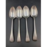 A set of four hallmarked silver spoons with matching armorials (Approximate Total Weight 130g)