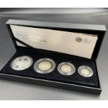 Royal Mint 2011 Britannia Four Coin Silver Proof set, encapsulated in original box with cert.