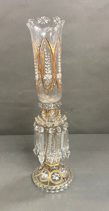 Baccarat clear glass luster candelabra lamp