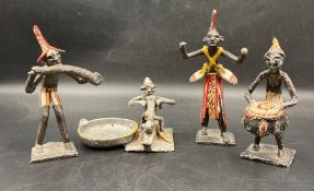 A selection of African Folk Art figures in metal.