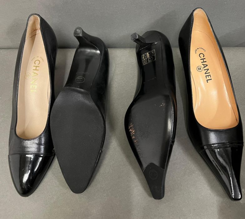 Two pair of Chanel black high heels, size 40 1/2 and 41 - Image 2 of 5