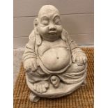 A sitting Buddha garden statue (H29cm)