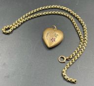 A 9ct gold necklace (Approximate Total Weight 8g) and a heart shaped locket 9ct gold front and