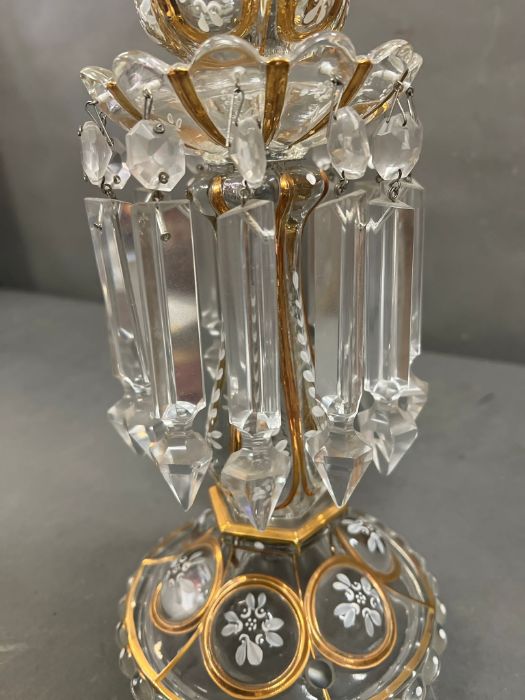 Baccarat clear glass luster candelabra lamp - Image 5 of 9