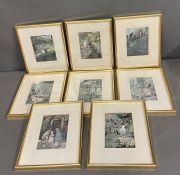 8 ARTHUR RACKHAM FRAMED BOOK PLATES circa 1920