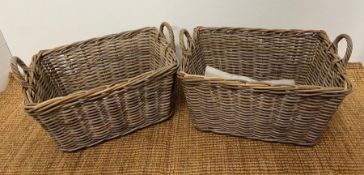 Two wicker baskets 59cm 46cm