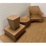 A collection of Dedon rattan and wicker tables and chairs