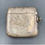 An engraved hallmarked silver vesta case, makers mark WHH, Birmingham