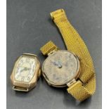 Two 9ct gold ladies watches AF (20.4g)