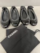 Two pair of Chanel ballerina stretch pumps