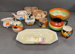 A selection of Art Deco style china by Crown derby, Car;ton ware etc.