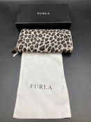 A Furla ladies leopard print purse boxed