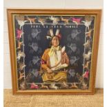 A Hermes silk 'Pani La Shar Pawnee' scarf in a pine frame