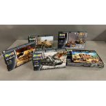 Five Revell boxed kits, scale 1:76 military vehicles