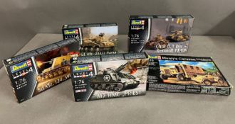 Five Revell boxed kits, scale 1:76 military vehicles