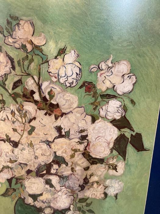 A framed print of white roses in the style of Van Gogh - Image 2 of 4