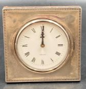 A silver framed Asprey clock, hallmarked, with Asprey mark verso