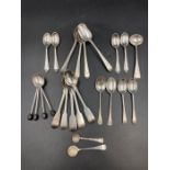 A large selection of silver teaspoons, various makers, styles, hallmarks. (Approximate Total