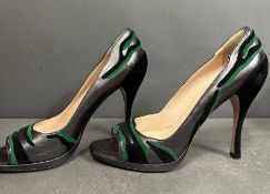 Grey metallic animals print, Prada heels/ pumps size 40.5