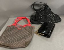 Three handbags, various styles and ages