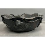 A bronze bowl impress with frogs and lily pads by Austin Sculpture (Dia26cm)