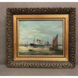 An oil on board of the Liverpool docks by Max Parsons signed lower left 24x19