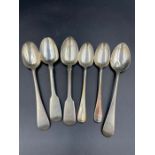 A selection of six Georgian silver teaspoons, various makers and hallmarks