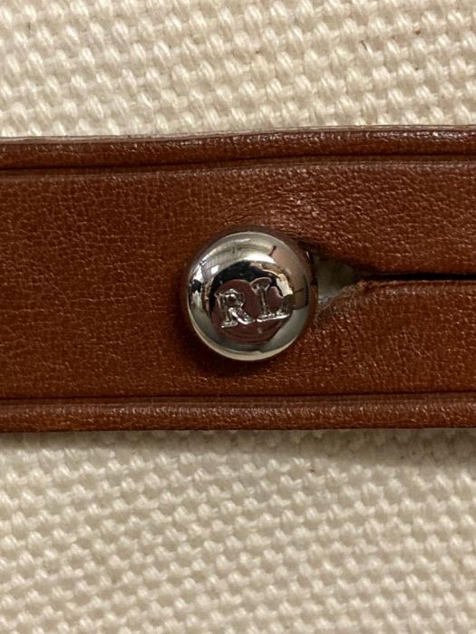 A canvas brown leather handled Ralph Lauren handbag with accompanying Ralph Lauren dust cover - Image 2 of 9