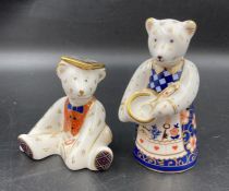 Two boxed Royal Crown Derby paperweights, Teddy Bear Cook and Graduate Bear