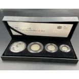 The Royal Mint 2009 UK Britannia Four-Coin Silver Proof Set. Boxed with certificates of